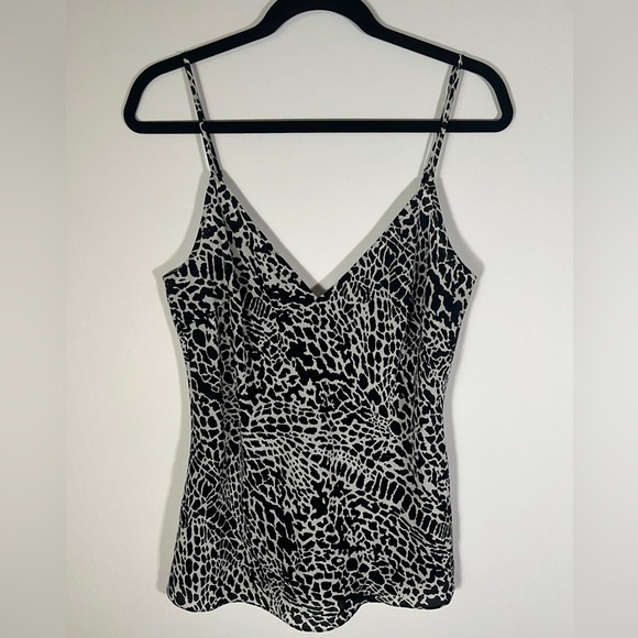 FRAME animal print silk cami top sz M black white glam flowy - Picture 1 of 7